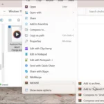 Menu chuột phải File Explorer với tùy chọn WinRAR add to archive