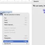 Menu chuột phải trong Microsoft Word hiển thị tùy chọn Smart Lookup bị loại bỏ