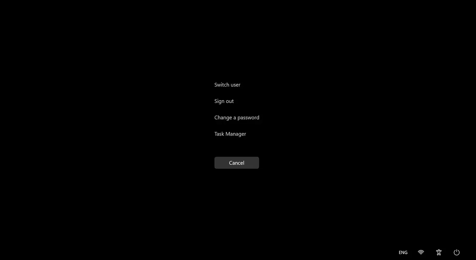 Menu Ctrl Alt Del trong Windows 11 để mở Task Manager khi hệ thống bị đơ