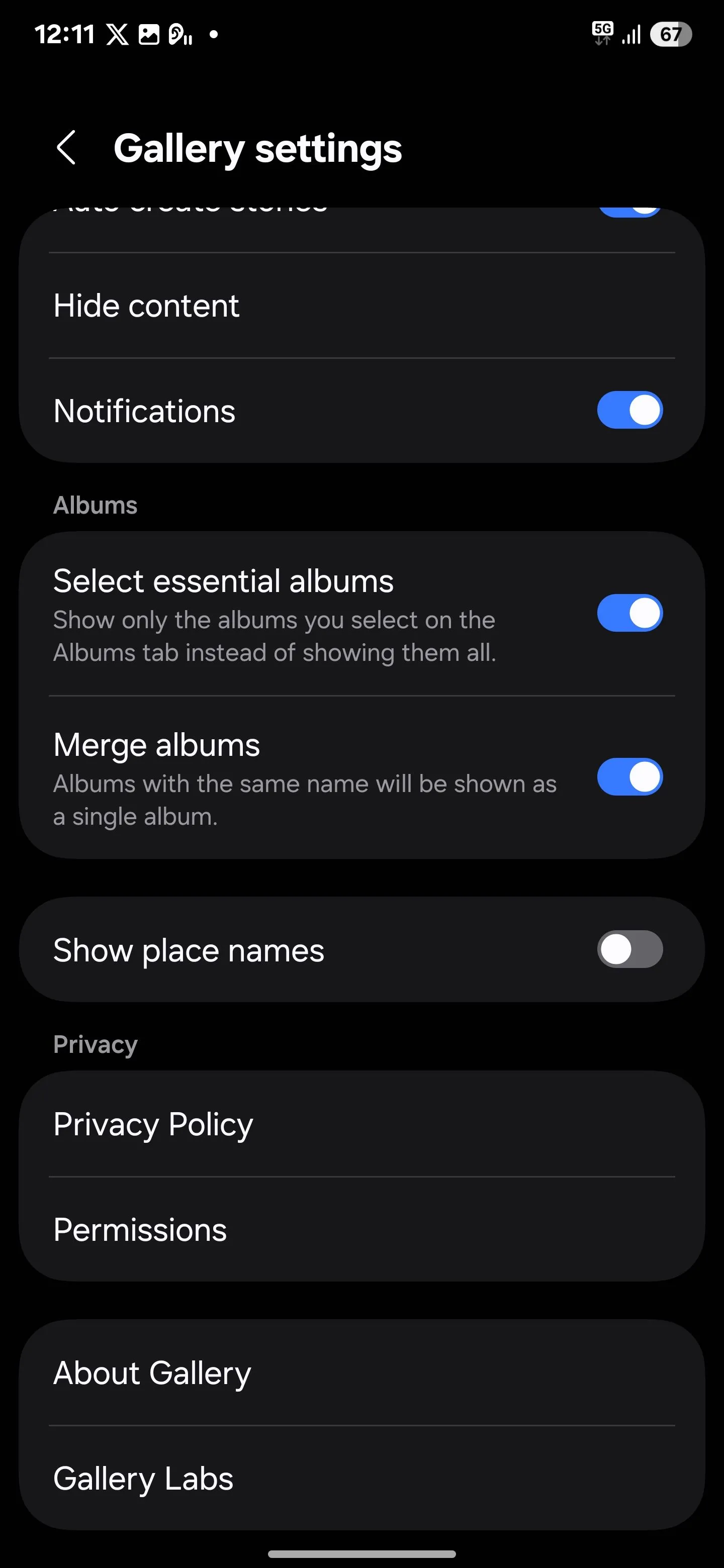 Menu Gallery Labs đã được kích hoạt trên Samsung Galaxy, mở khóa các tính năng thử nghiệm như khóa album và chuyển ảnh sang PDF.