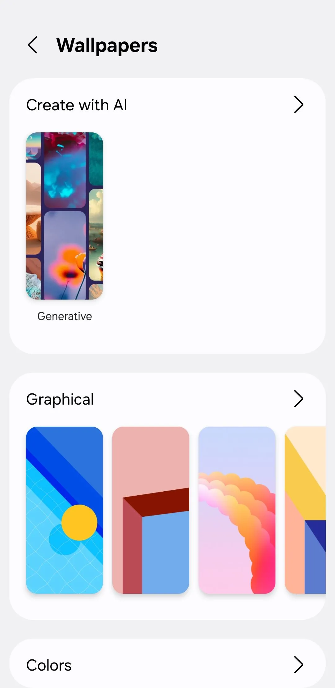 Menu hình nền trên điện thoại Samsung Galaxy