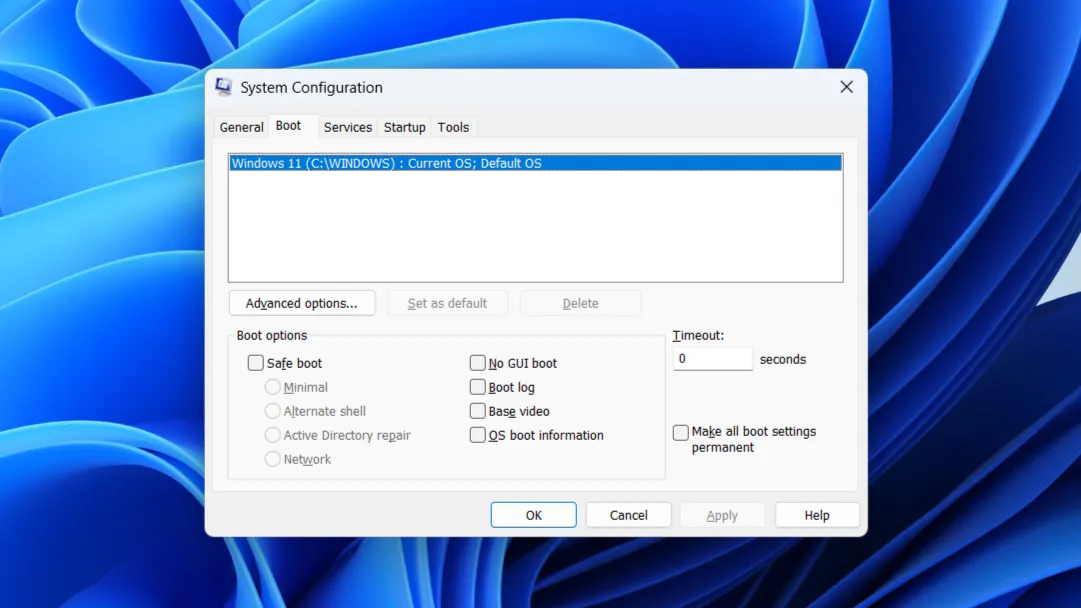 Menu System Configuration (Cấu hình Hệ thống) trong Windows