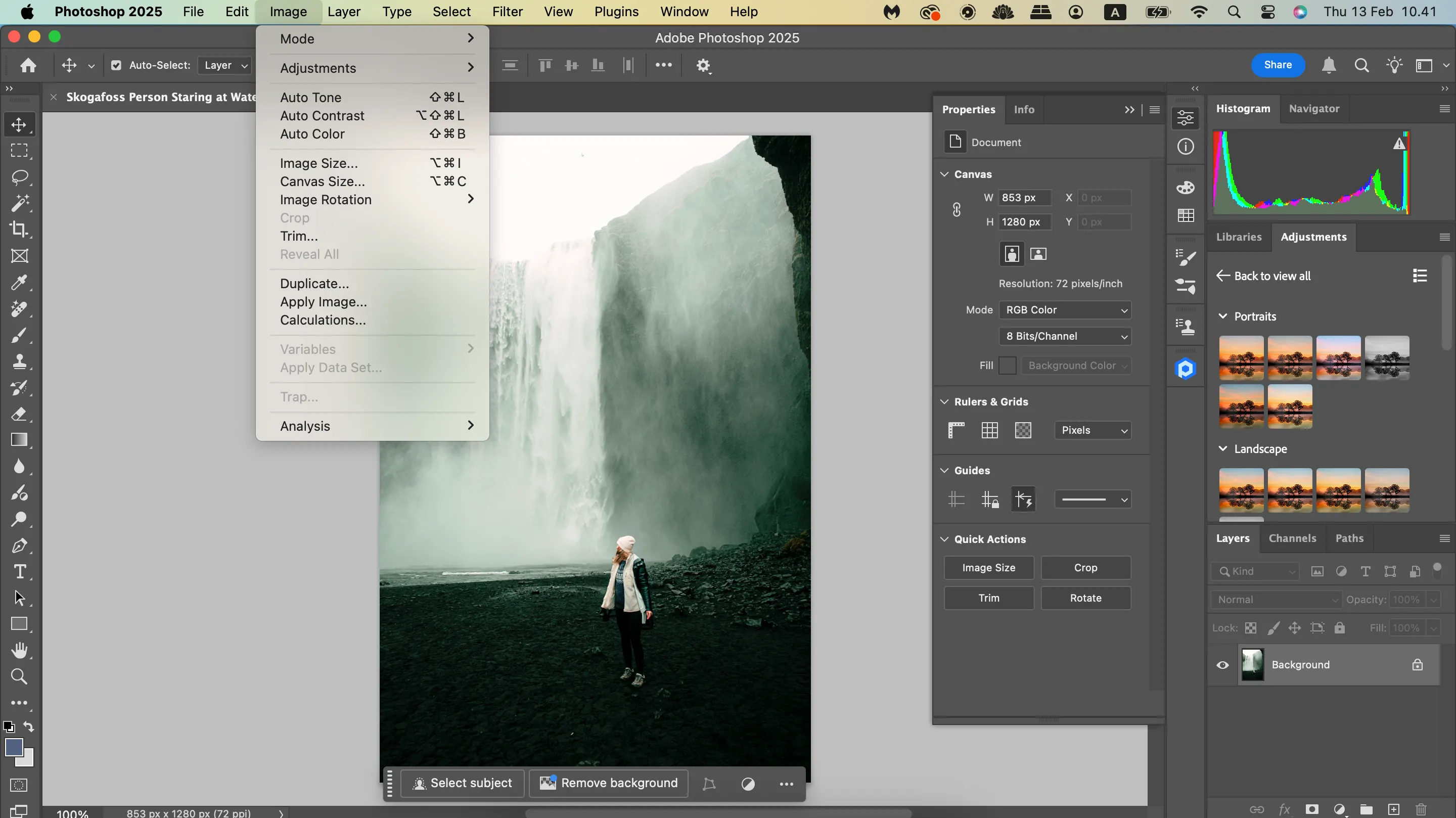 Menu thả xuống tính năng Tự động nâng cao (Auto Enhance) trong Photoshop