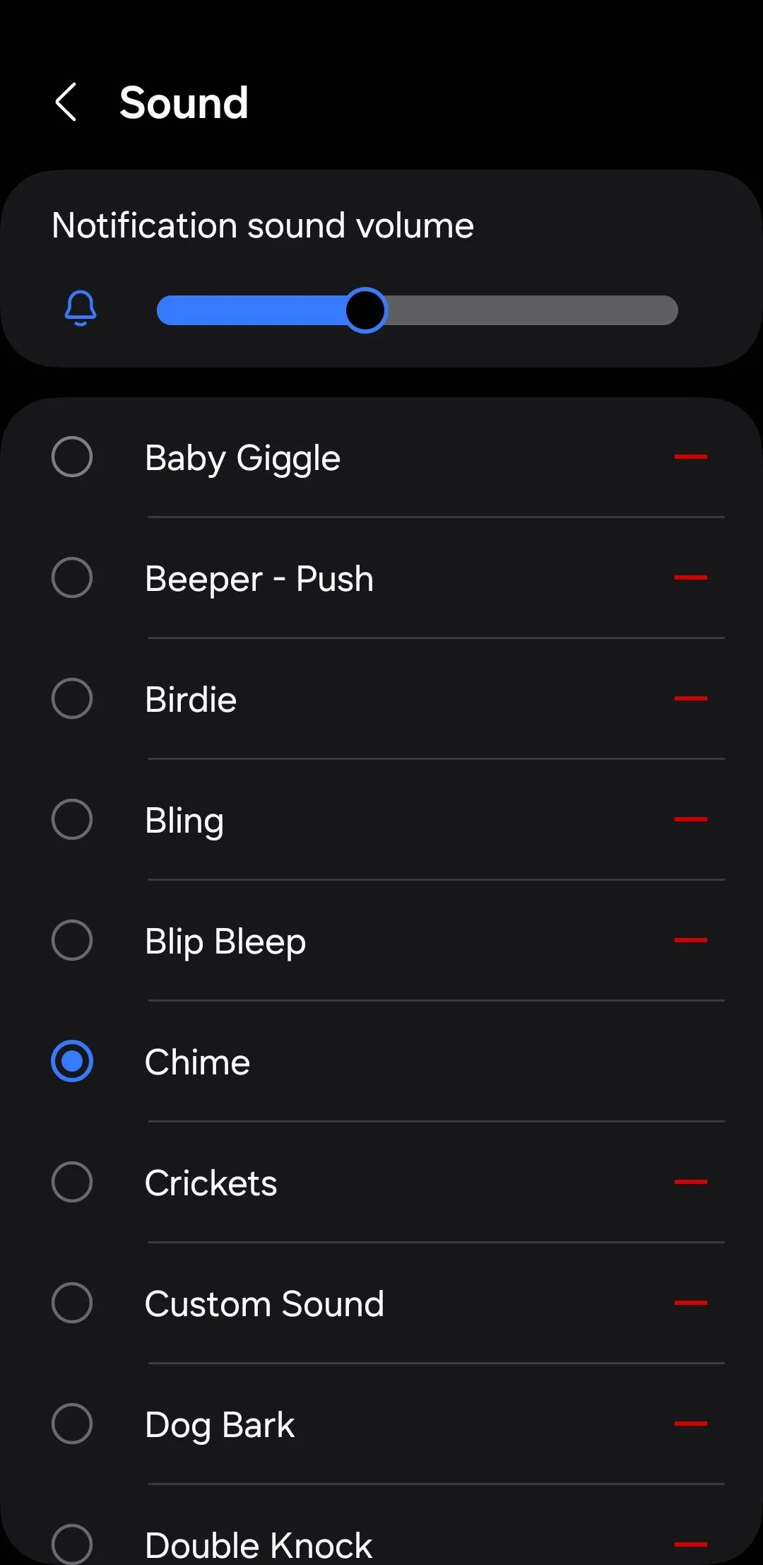 Menu tùy chỉnh âm thanh thông báo trên điện thoại Android