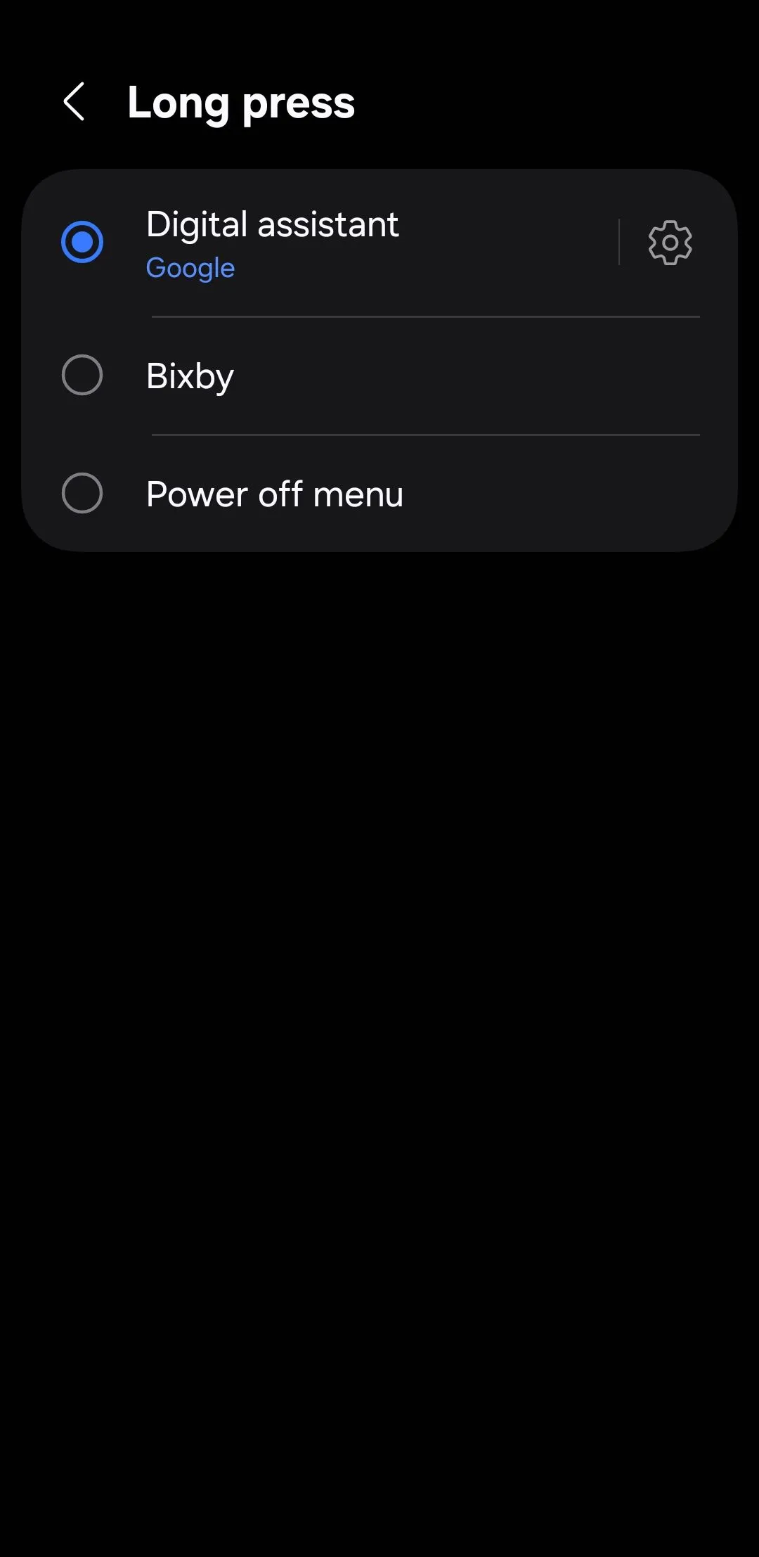 menu tùy chỉnh nhấn giữ nút nguồn trên điện thoại Android