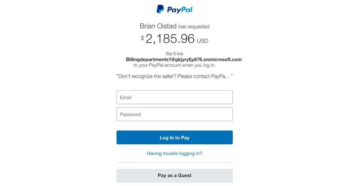 Minh họa chiêu lừa đảo PayPal thông qua yêu cầu liên kết tài khoản