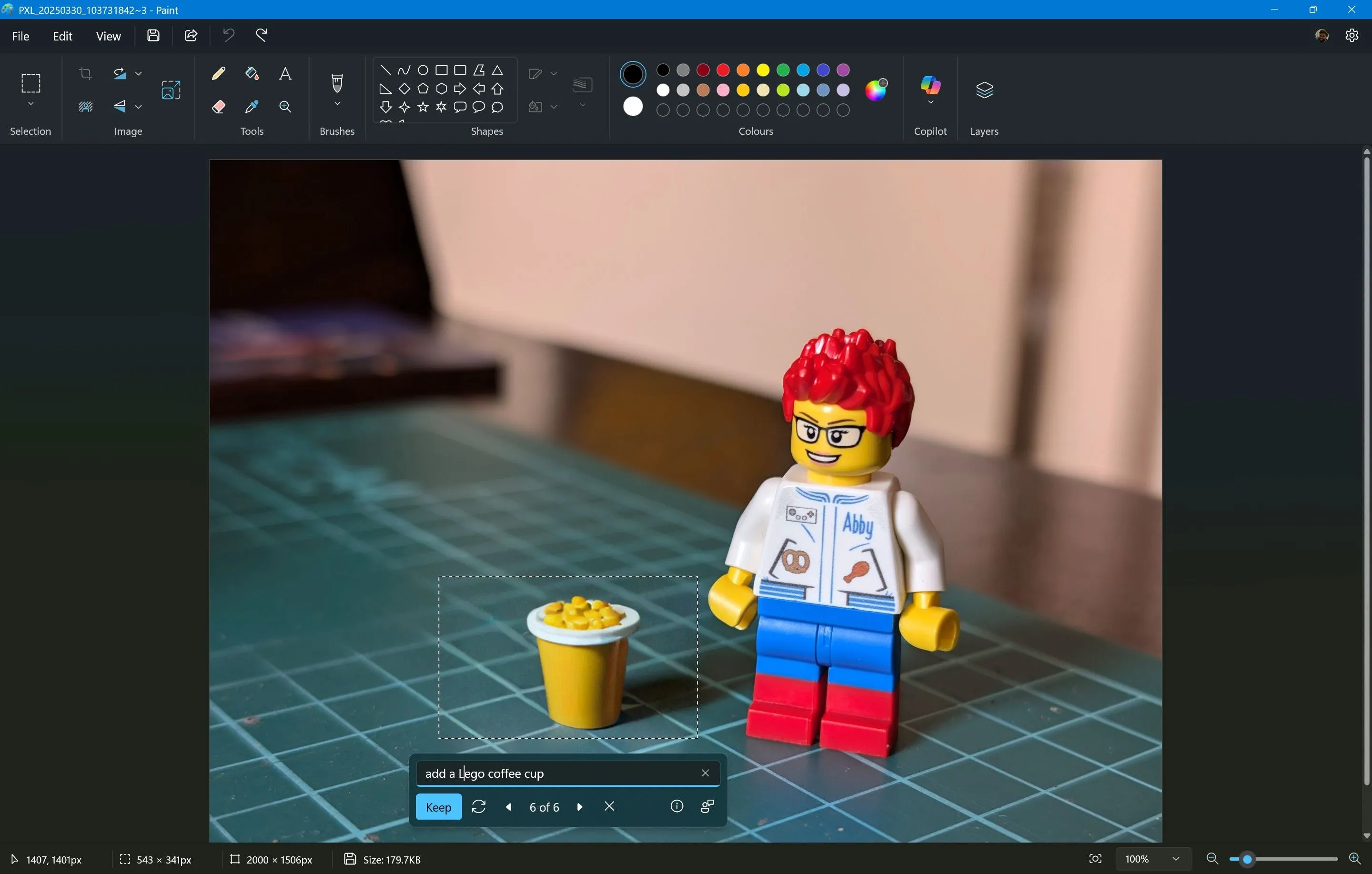 Minh họa Generative Fill trong Microsoft Paint, thêm vật thể vào ảnh bằng AI.