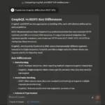 Mô tả phản hồi của Claude AI khi giải thích sự khác biệt giữa GraphQL và REST với phong cách trình bày chi tiết