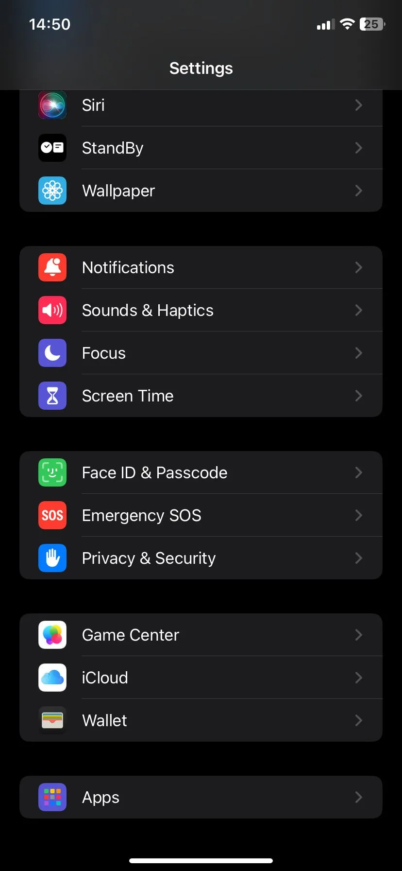 Mục cài đặt iCloud trong ứng dụng Cài đặt của iPhone