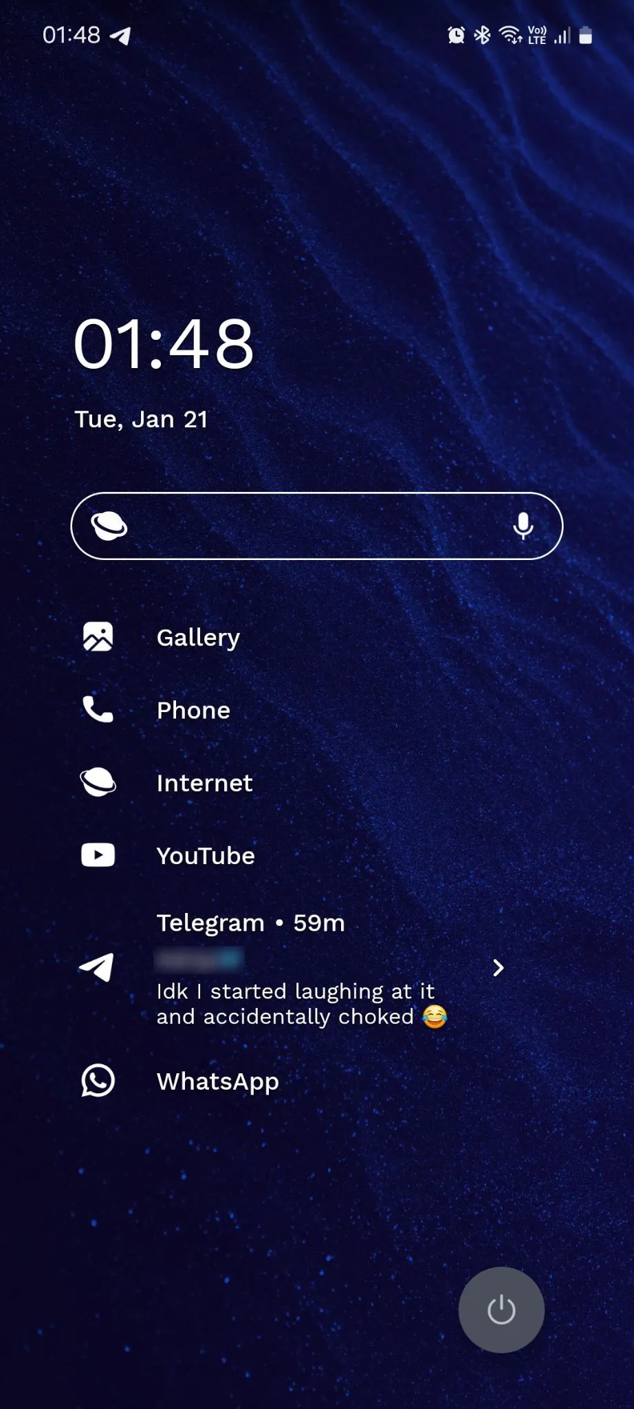 Niagara Launcher hiển thị nội dung thông báo từ Telegram