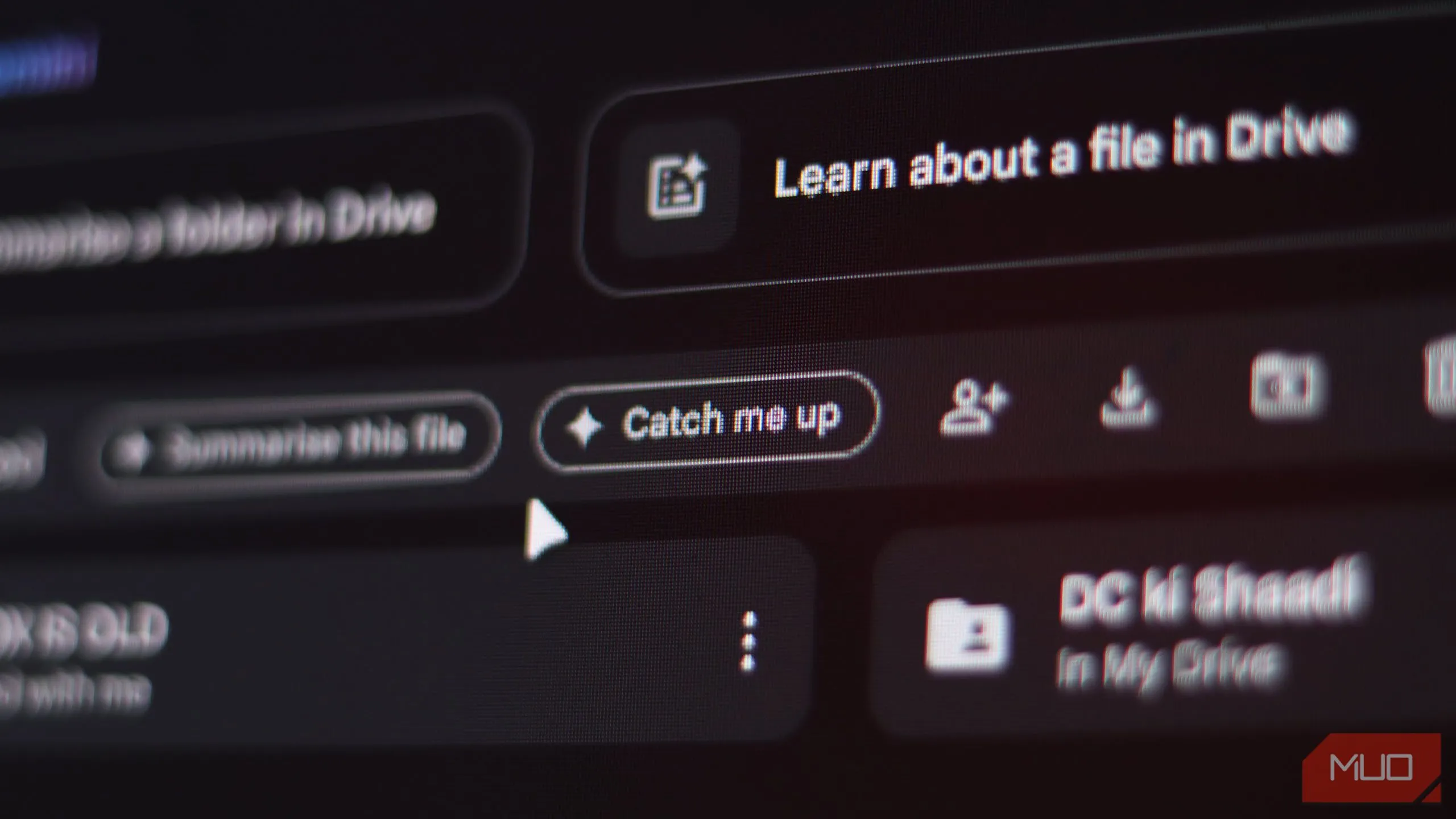 Nút &quot;Catch me up&quot; trên thanh công cụ của Google Drive, cho phép người dùng kích hoạt Gemini tóm tắt các thay đổi quan trọng trong file.