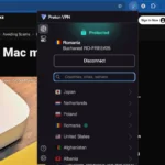 ProtonVPN tiện ích mở rộng trình duyệt Chrome đang hiển thị trạng thái kết nối VPN an toàn