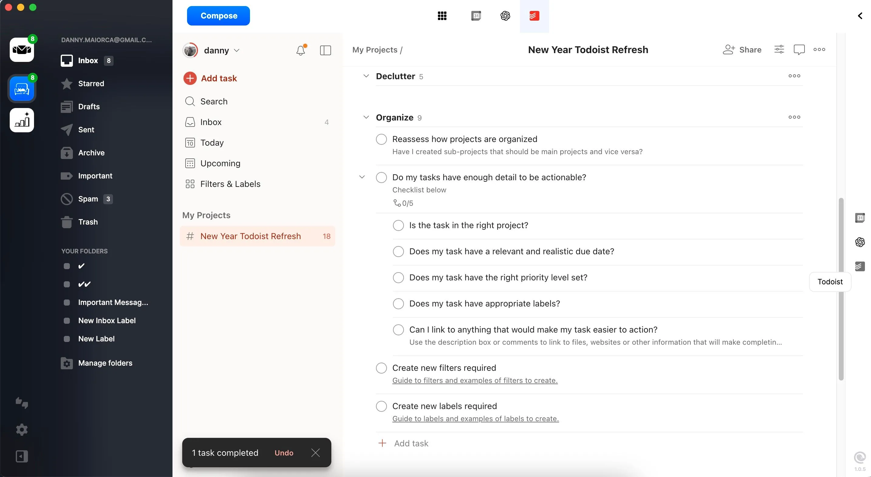 Quản lý các tác vụ và dự án với Todoist ngay trong ứng dụng Mailbird