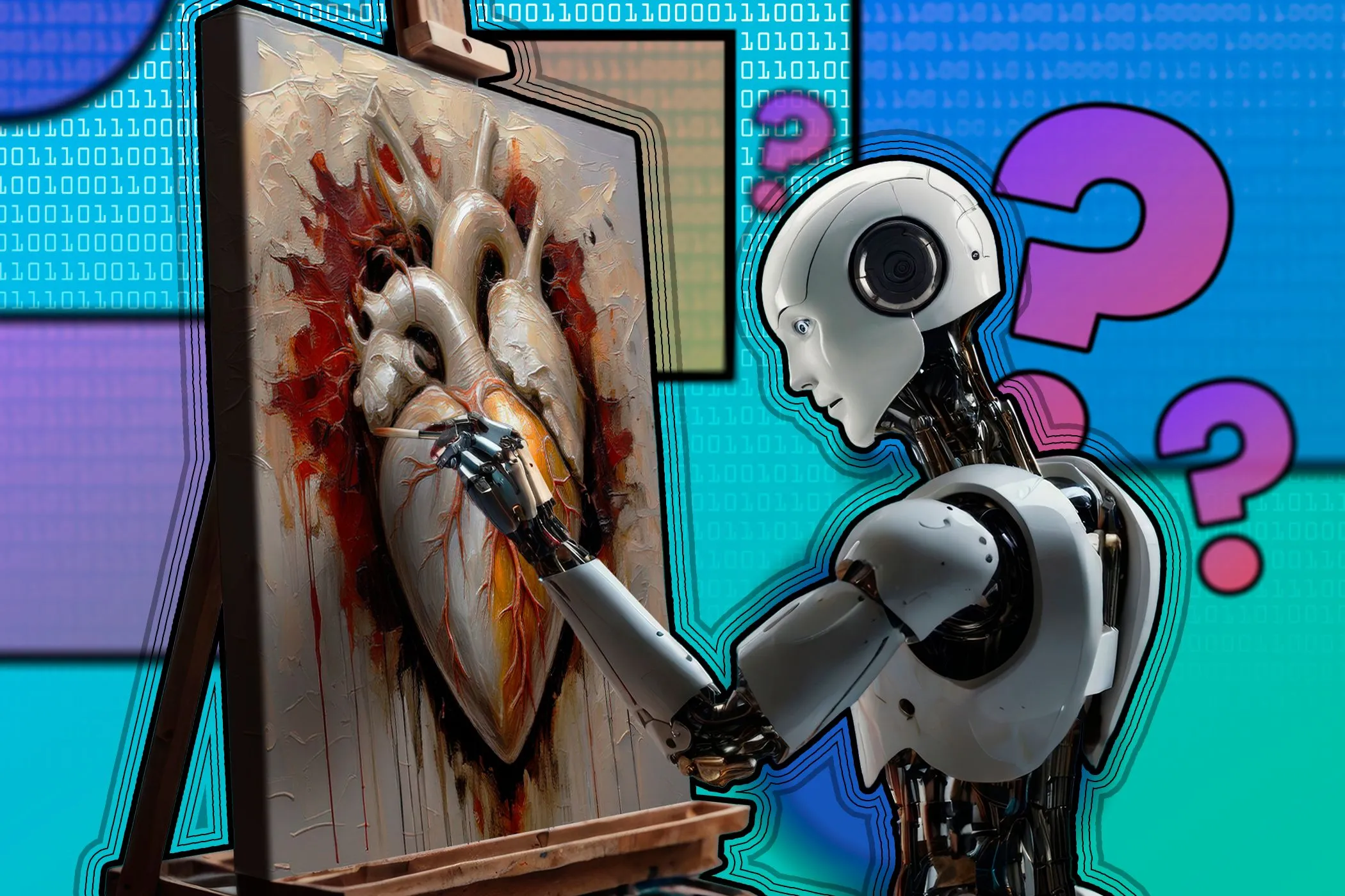 robot vẽ trái tim con người có dấu hỏi