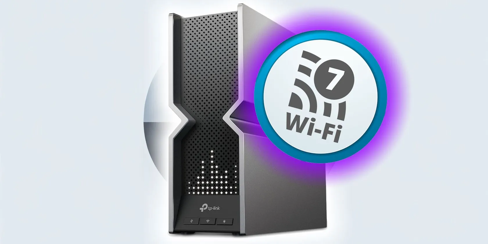 Router Wi-Fi 7 TP-Link với nhãn dán Wi-Fi 7 minh họa công nghệ MLO