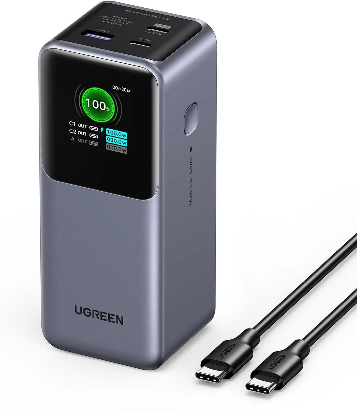 Sạc dự phòng Ugreen Nexode 20000mAh 130W với thiết kế nhỏ gọn