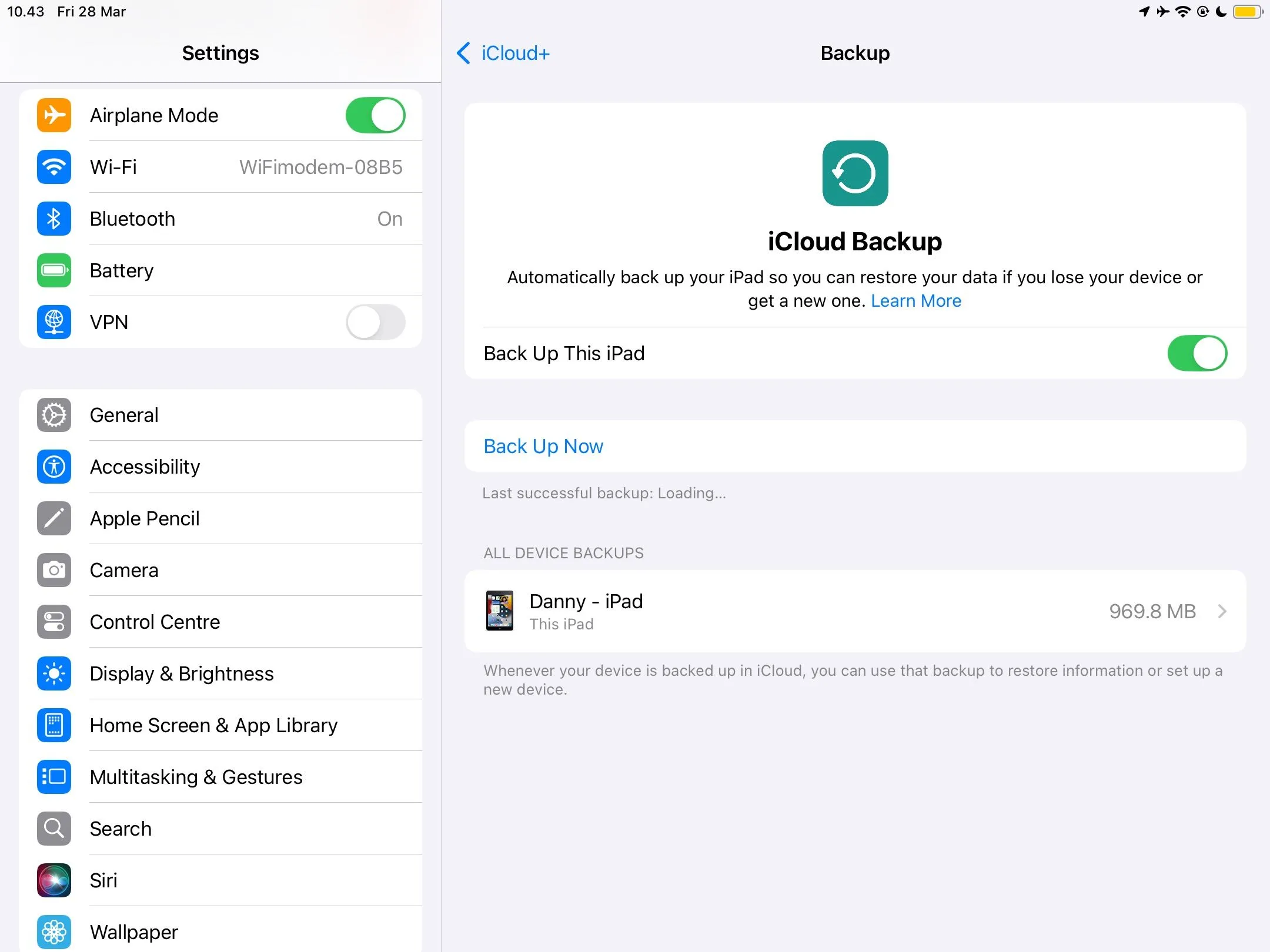 Sao lưu dữ liệu iPad lên iCloud tự động qua tính năng sao lưu đám mây.