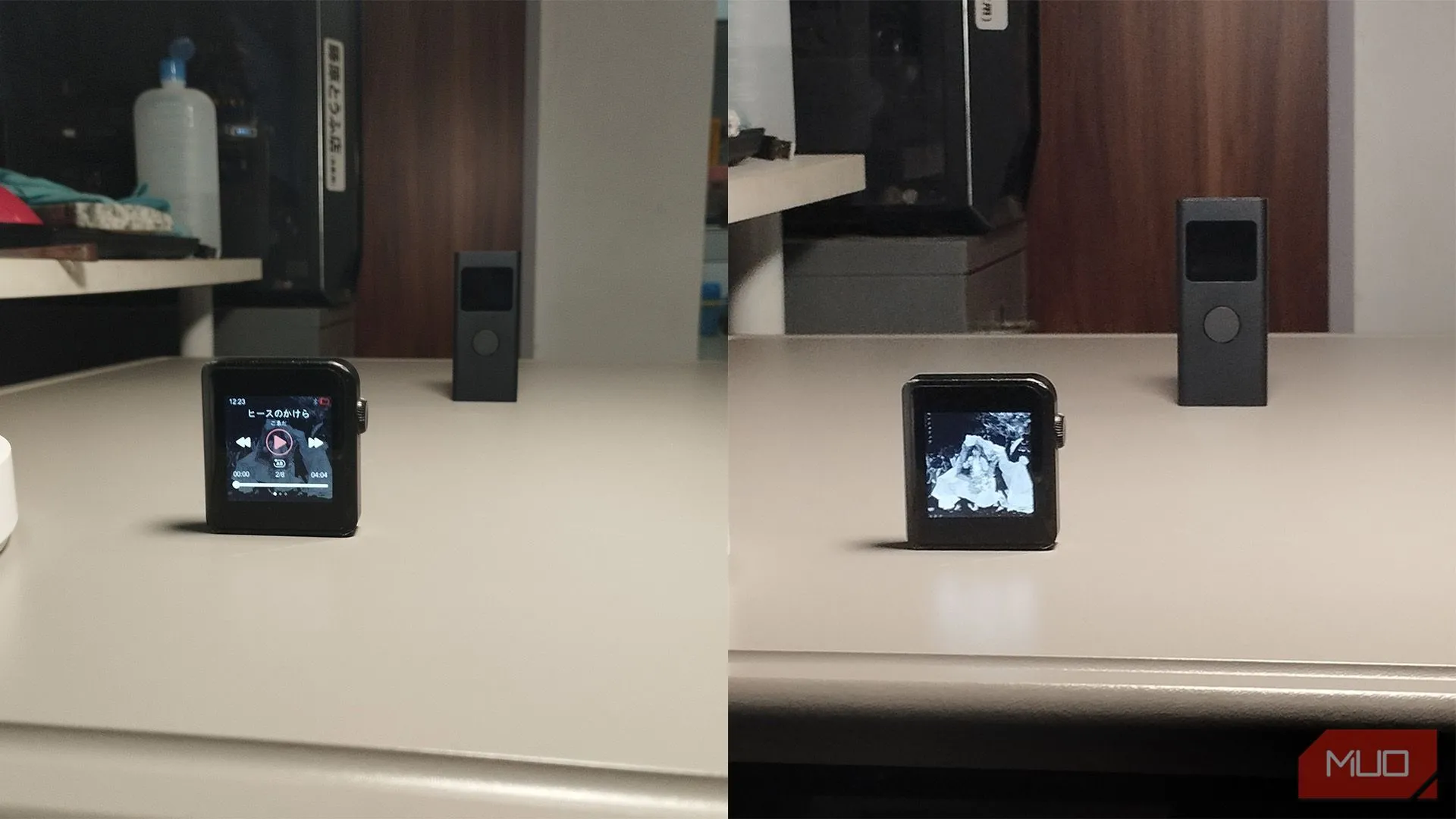 So sánh hiệu ứng nén phối cảnh khi sử dụng digital zoom: bên trái không zoom, bên phải đã zoom kỹ thuật số, khiến vật thể ở xa trông gần và lớn hơn, làm nổi bật hậu cảnh