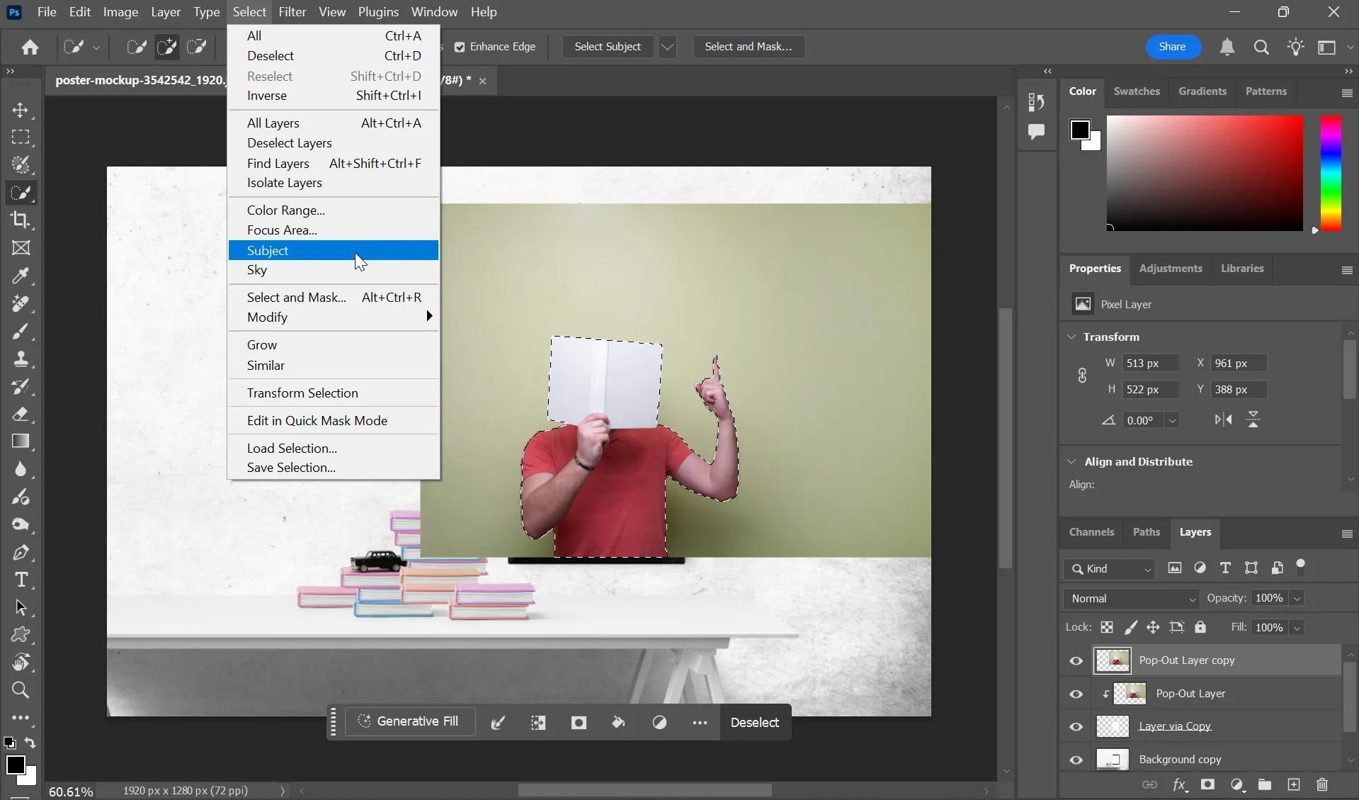 Sử dụng công cụ Select Subject để tách riêng chủ thể pop-out trong Photoshop