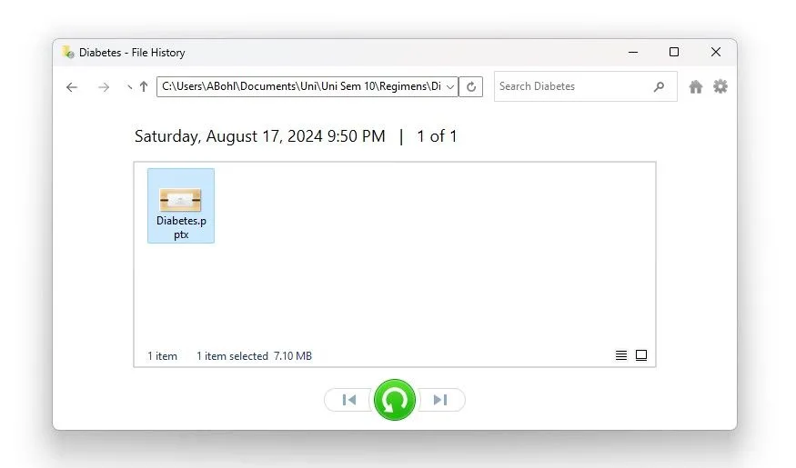 Sử dụng File History để khôi phục tệp PowerPoint