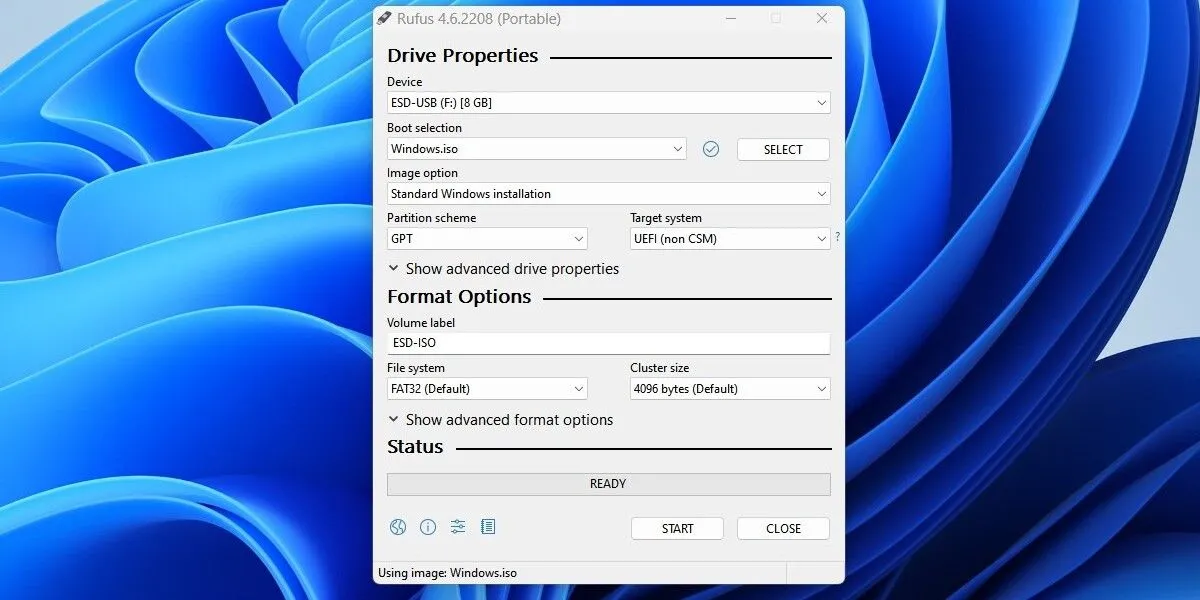 Sử dụng Rufus để ghi file ISO Windows vào USB boot