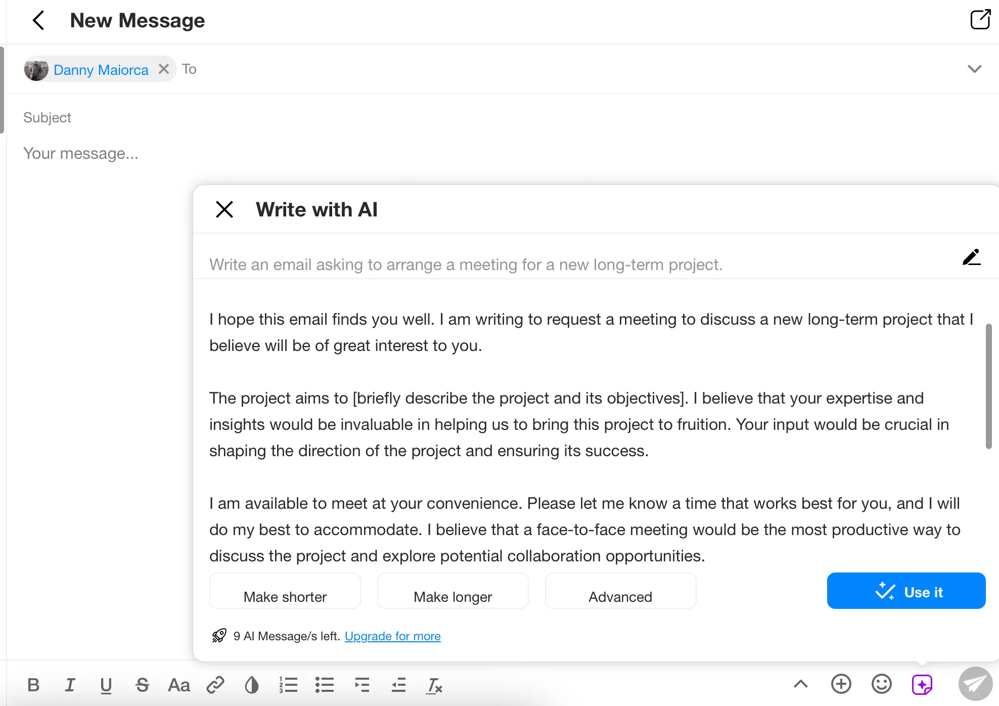 Tạo email tự động bằng AI trong ứng dụng Spike với các tùy chọn tùy chỉnh