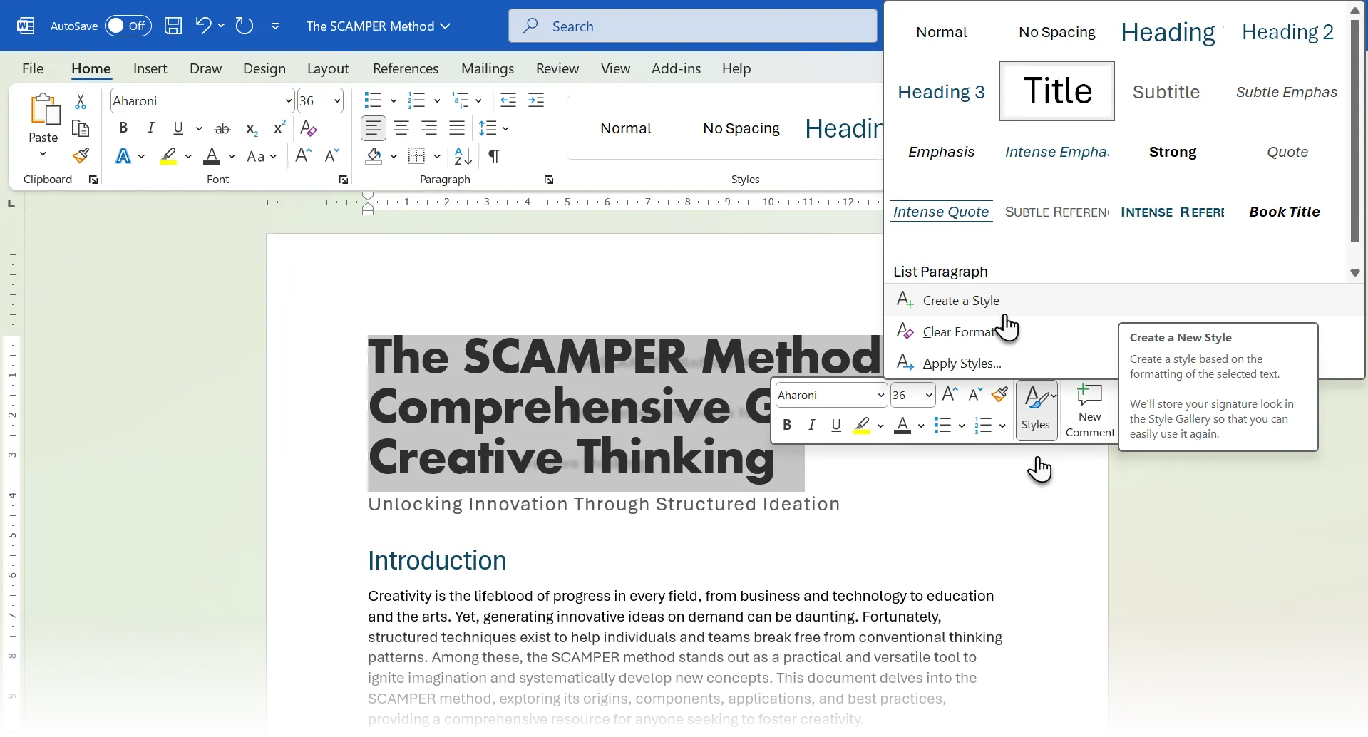 Tạo kiểu mới từ văn bản trong Microsoft Word