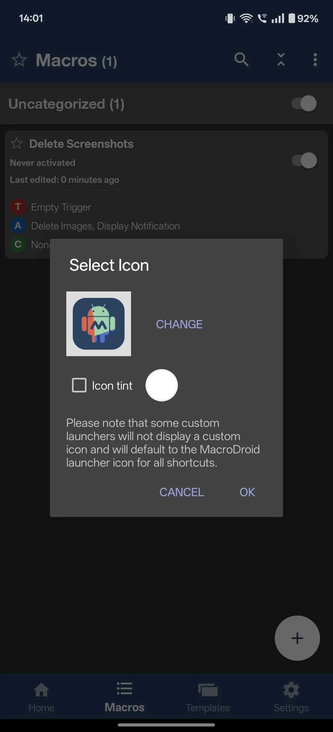 Tạo lối tắt macro MacroDroid trên màn hình chính Android