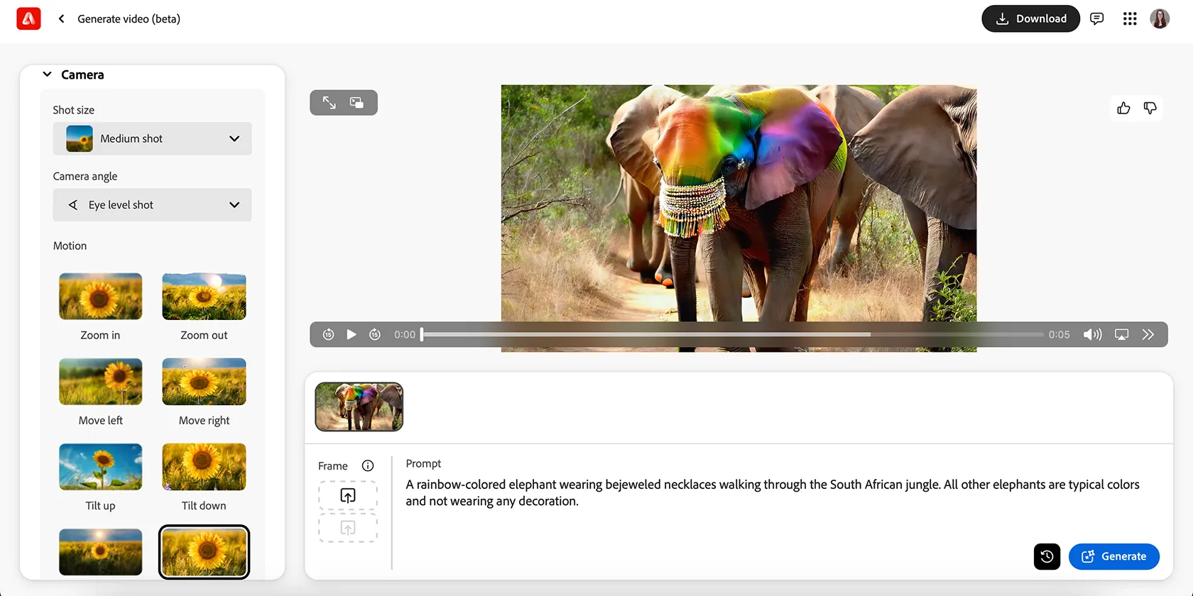 Tạo video AI bằng Adobe Firefly trên ứng dụng web với nhiều tùy chọn tùy chỉnh