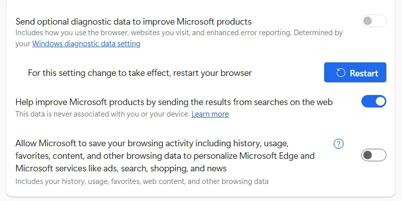 Tắt tính năng quảng cáo cá nhân hóa trong trình duyệt Microsoft Edge