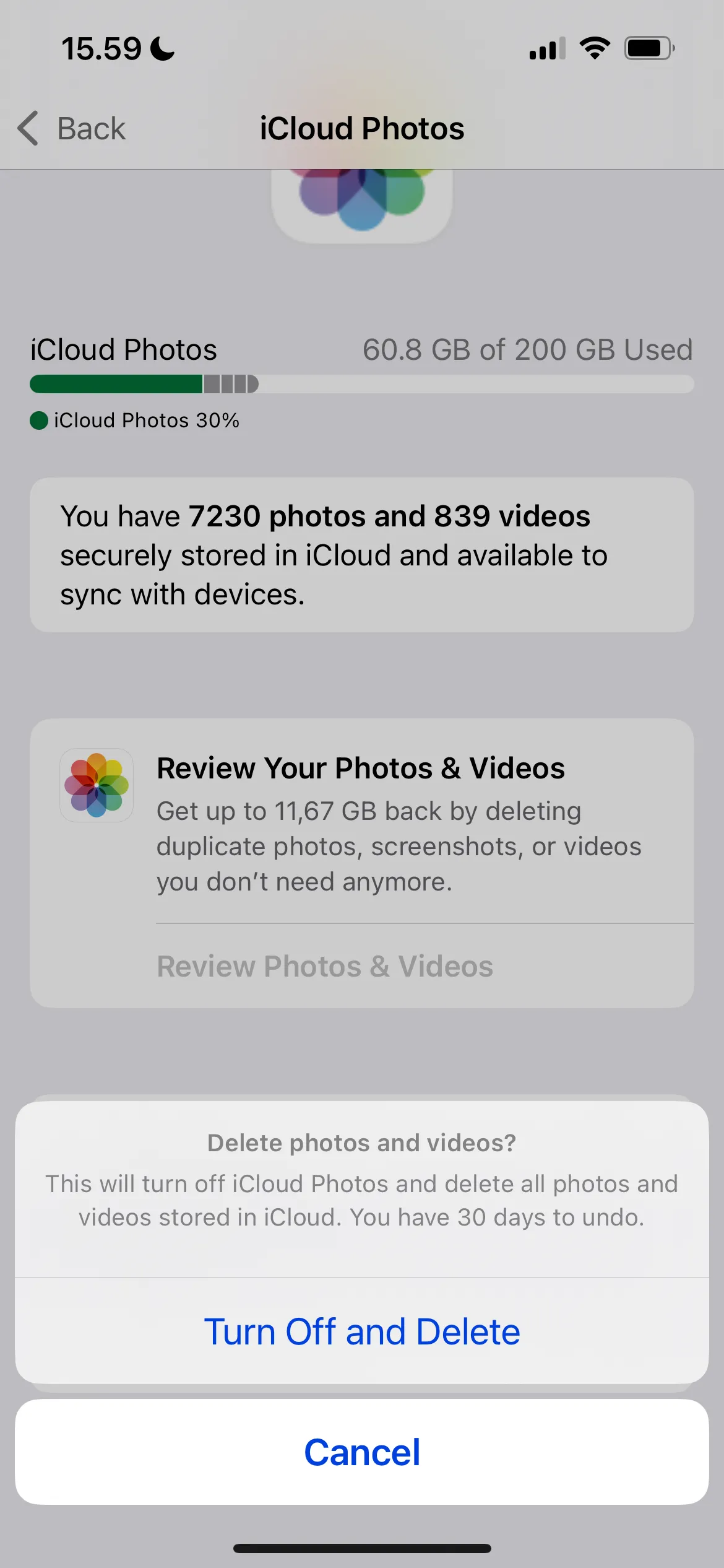Tắt và xóa đồng bộ ảnh iCloud để giải phóng bộ nhớ