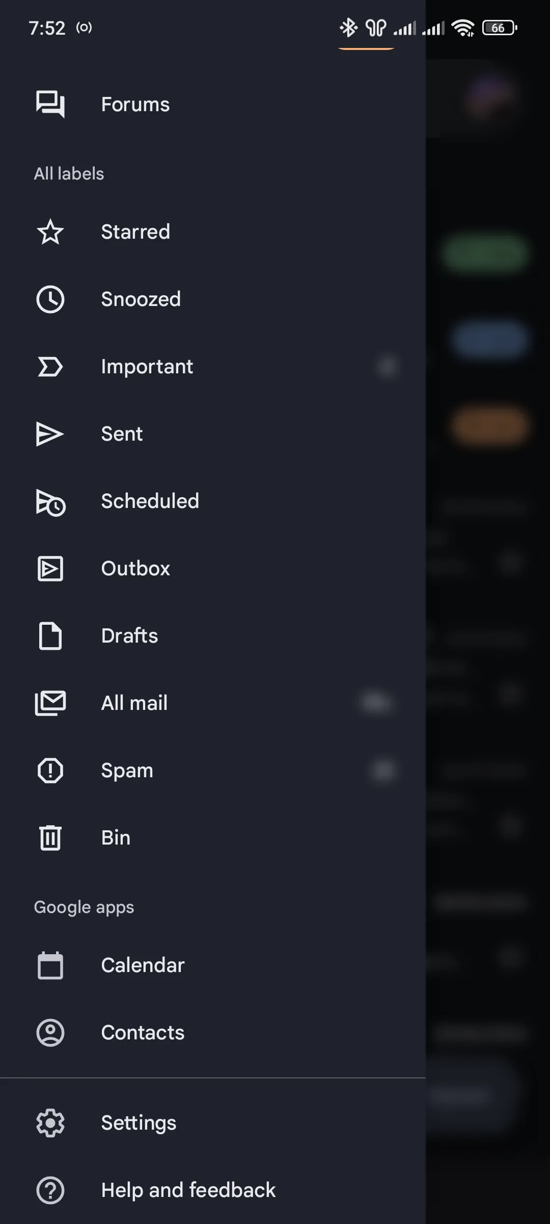Thanh bên của ứng dụng Gmail hiển thị mục Cài đặt để điều chỉnh quyền riêng tư.