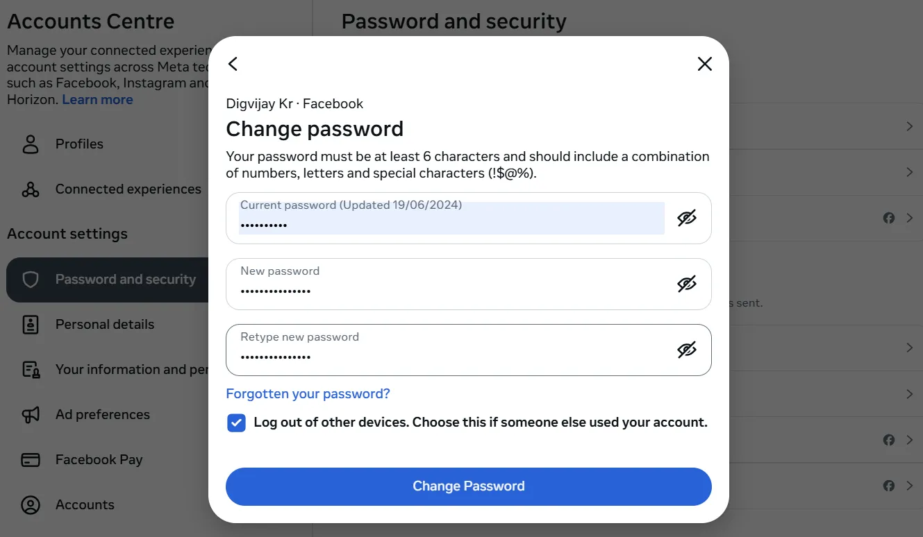 Thay đổi mật khẩu Facebook để tăng cường bảo mật thông tin cá nhân