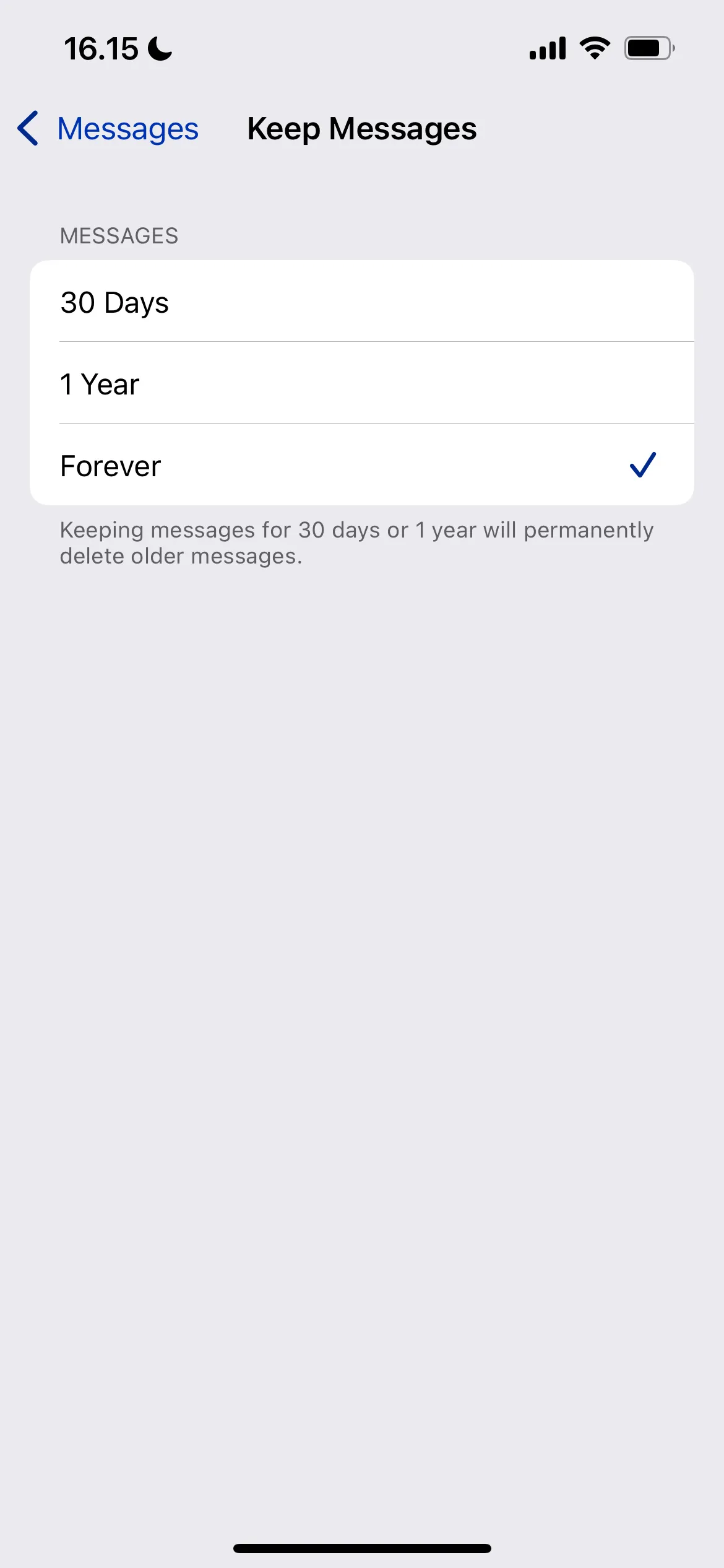 Thay đổi thời gian lưu tin nhắn trong cài đặt iPhone để tối ưu iCloud