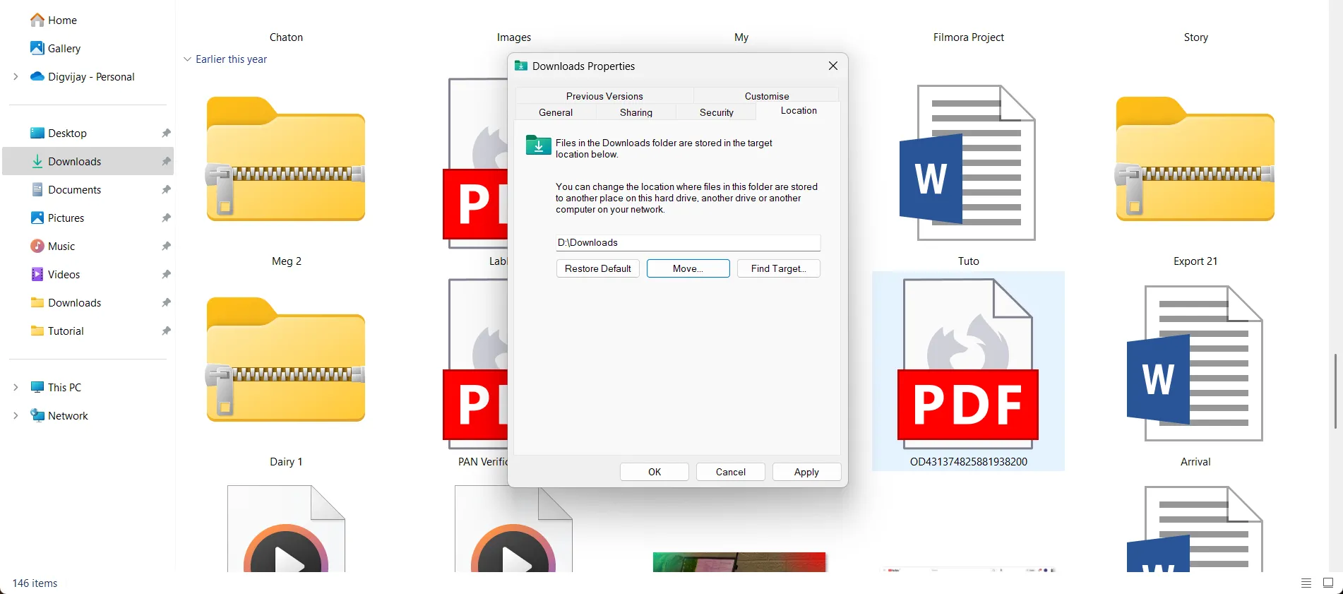 Thay đổi vị trí mặc định cho thư mục Downloads trong Windows 11 qua File Explorer