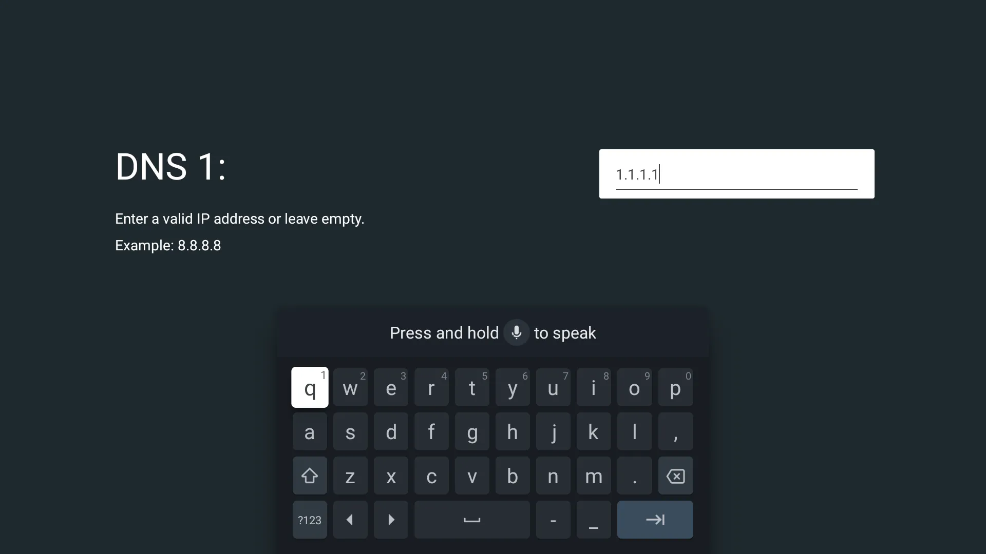 Thiết lập DNS Cloudflare trên Smart TV