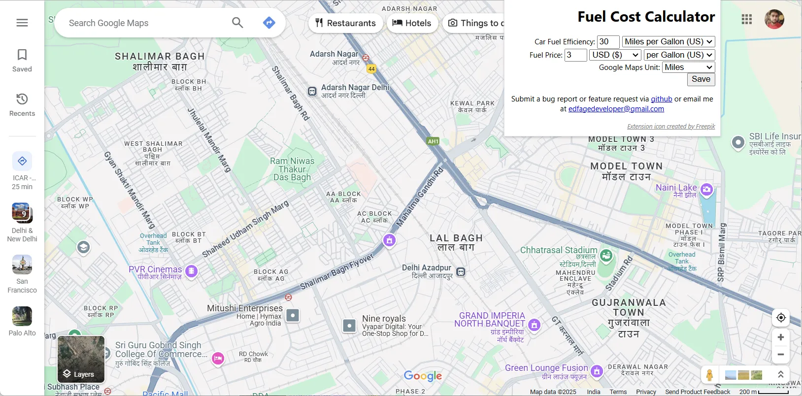 Thiết lập tiện ích Chrome Google Maps Fuel Cost Calculator để tính toán chi phí nhiên liệu