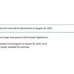 Thông báo chính thức từ Amazon về việc ngừng hỗ trợ Appstore trên các thiết bị Android từ tháng 8 năm 2025