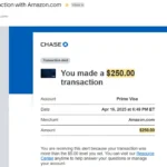 Thư điện tử thông báo giao dịch 250 đô la Mỹ giả mạo trên Amazon