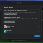 Thực đơn dung lượng tài khoản iCloud trên macOS