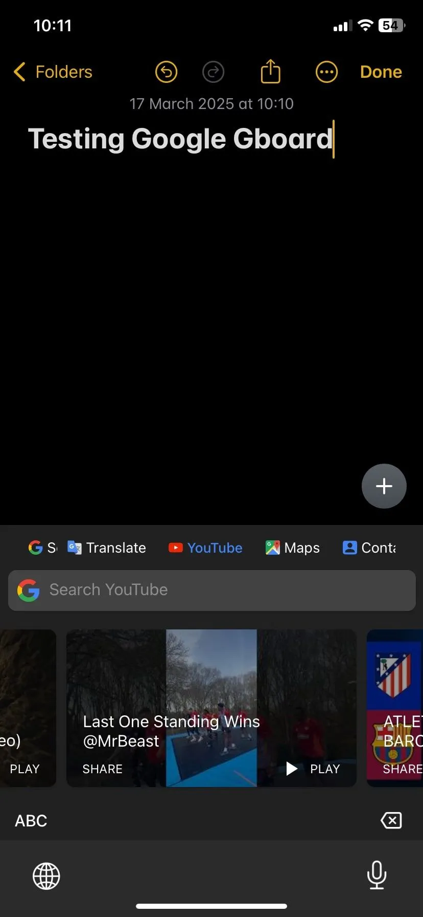 Tiện ích mở rộng YouTube trên Gboard hiển thị video gợi ý trực tiếp từ bàn phím