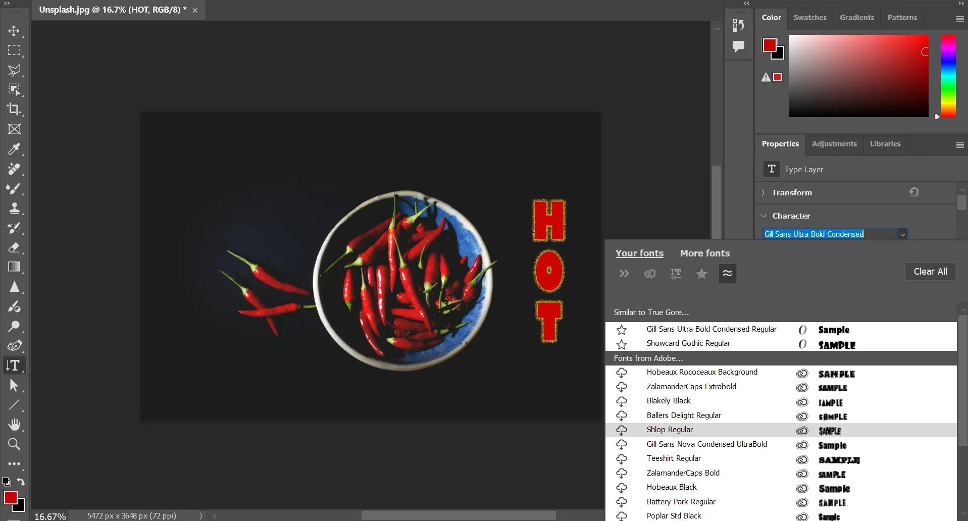 Tìm kiếm font tương tự trong Adobe Photoshop