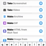 Tìm kiếm hành động "Take Screenshot" trong ứng dụng Phím tắt để tạo phím tắt chụp ảnh màn hình iPhone