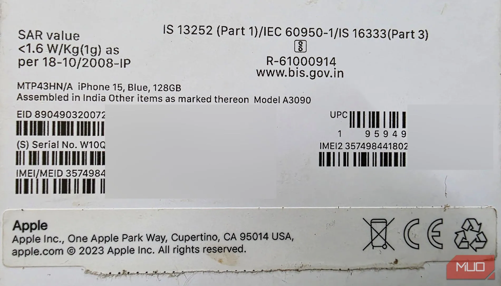 Tìm kiếm số IMEI và thông tin chi tiết iPhone trên nhãn dán hộp đựng sản phẩm gốc