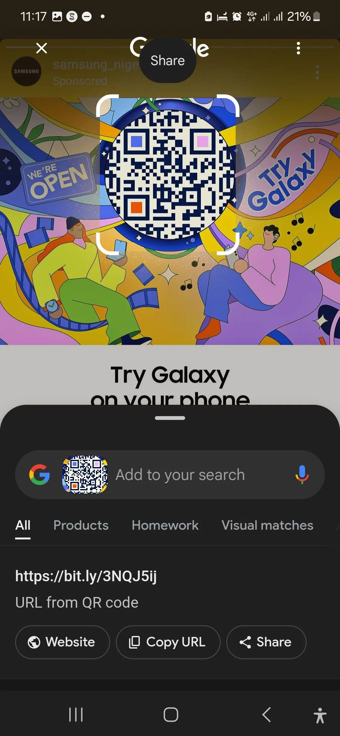 Tính năng Circle to Search nhận diện và trích xuất URL từ mã QR