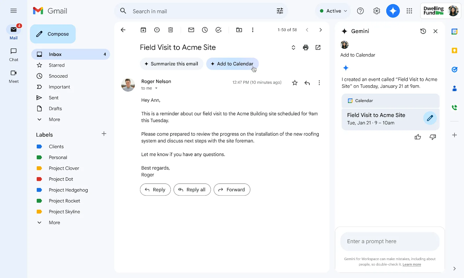 Tính năng Gemini AI tự động thêm sự kiện vào Google Calendar từ email Gmail