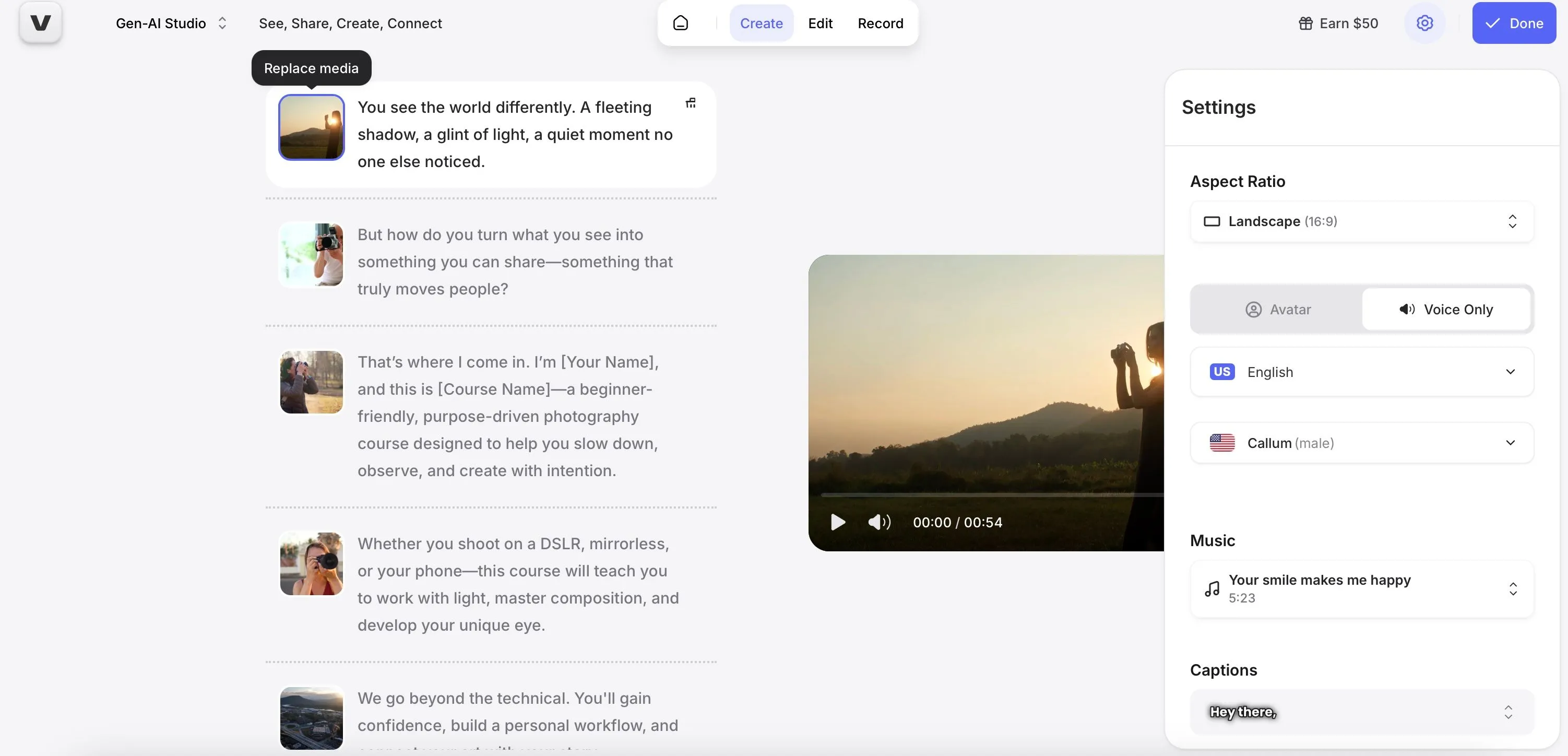 Tính năng tạo quảng cáo AI của Veed.io