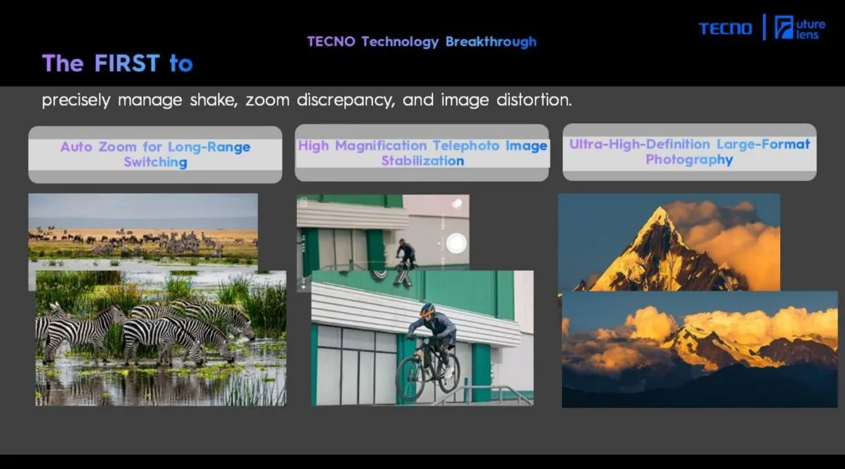 Tính năng zoom linh hoạt Tap Any Zoom Dual Prism Telephoto trên smartphone Tecno