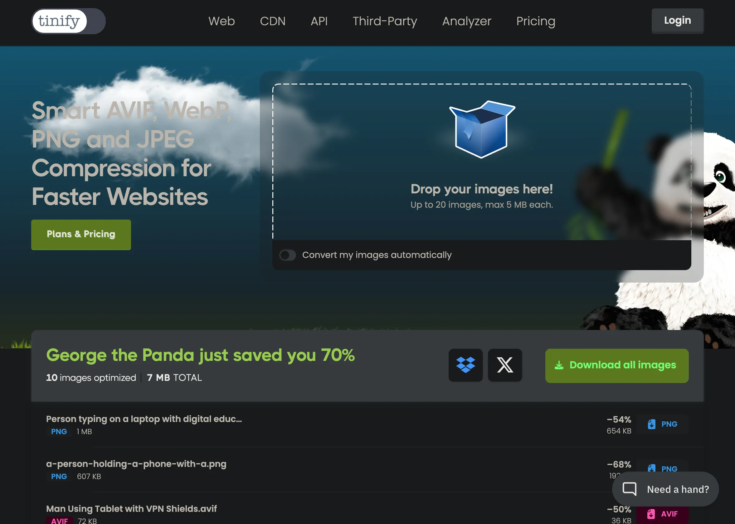 TinyPNG giúp nén đồng thời nhiều hình ảnh trực tuyến