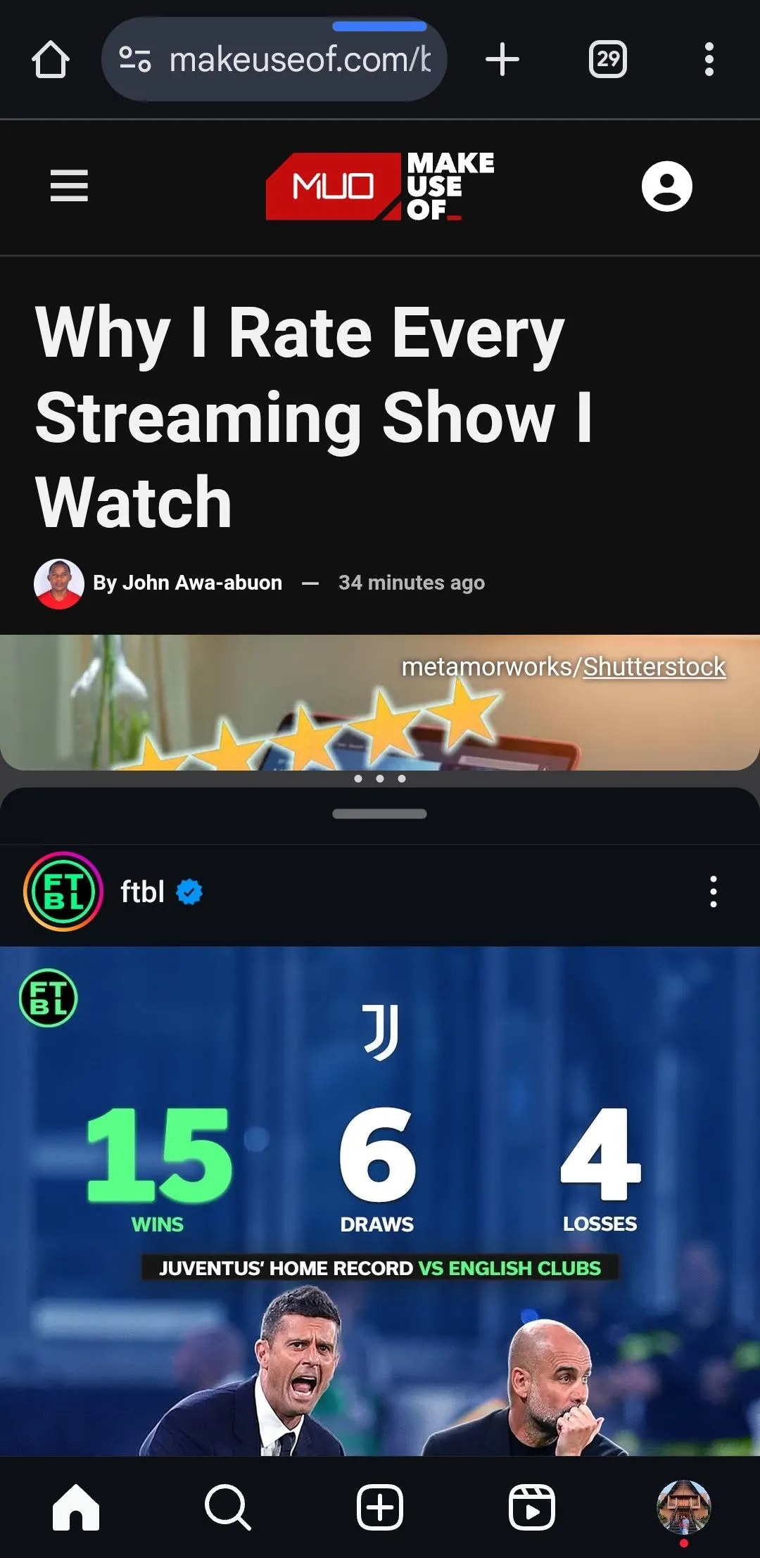 Trải nghiệm chia đôi màn hình Chrome và Instagram trên Android giúp đa nhiệm hiệu quả